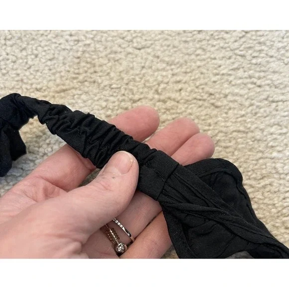 Vintage Y2K Poetry Ruffle Halter Smocked Tank Top L Black Grunge Gothic READ - Picture 11 of 11